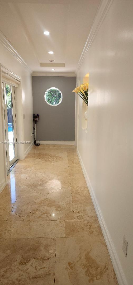 155 W 60th St, Hialeah, FL 33012 - corridor with ornamental molding, baseboards, and recessed lighting