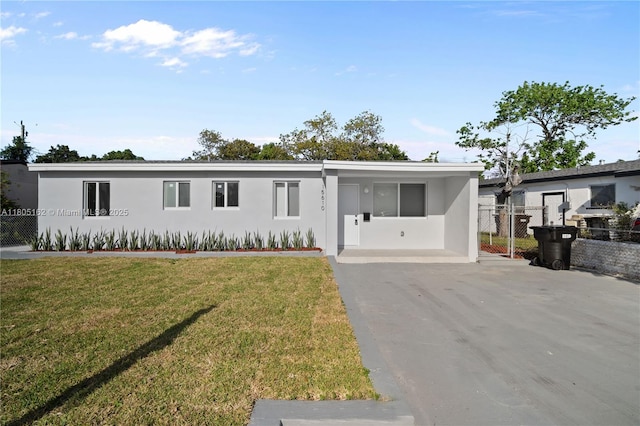 view of front of house with stucco siding and asphalt driveway