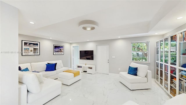 931 SW 11th St Unit H-1, Miami, FL 33129 - living area with recessed lighting, marble finish floors, and baseboards