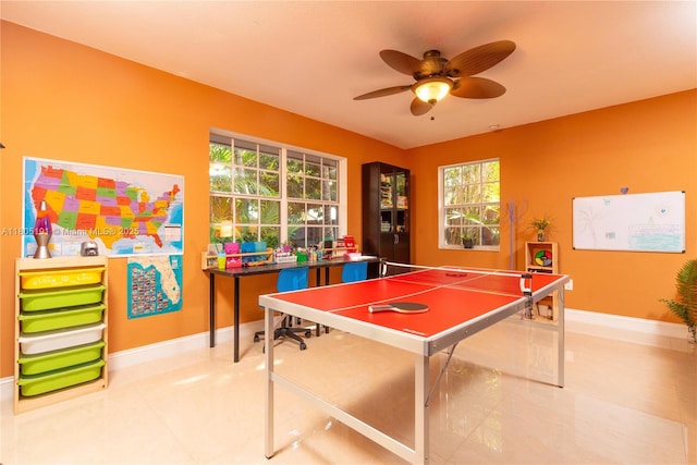 15332 SW 142nd Ter, Miami, FL 33196 - game room with ceiling fan and tile patterned flooring