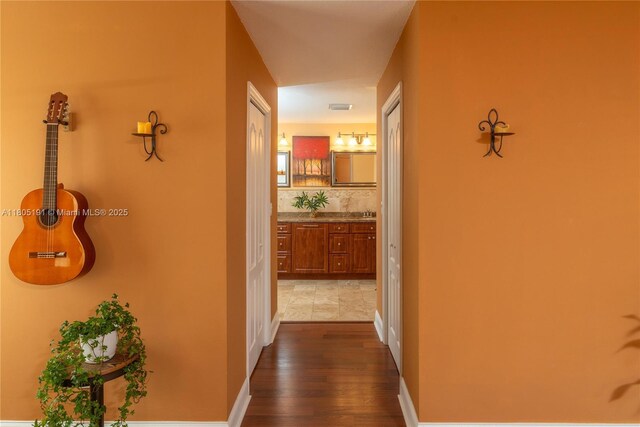 15332 SW 142nd Ter, Miami, FL 33196 - hall with dark wood finished floors and baseboards