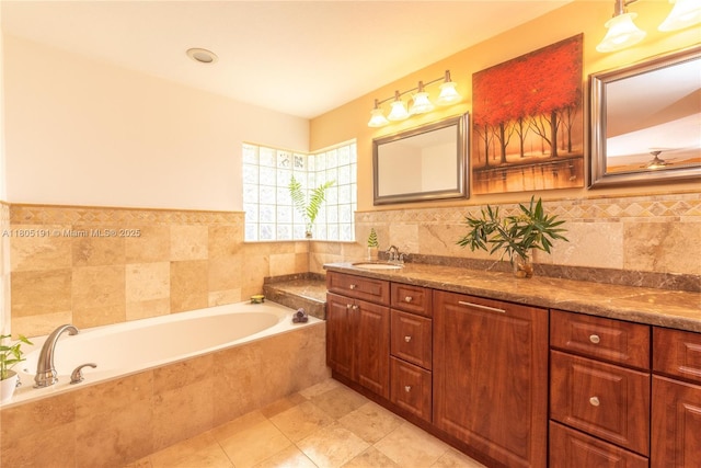 15332 SW 142nd Ter, Miami, FL 33196 - bathroom with double vanity, a garden tub, and tile patterned flooring