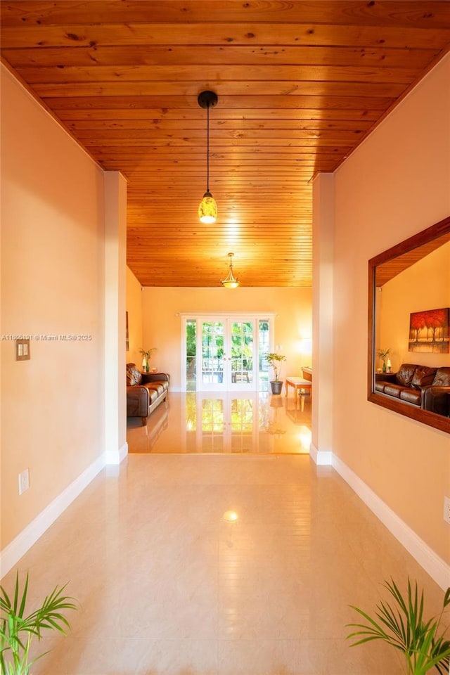 15332 SW 142nd Ter, Miami, FL 33196 - tiled spare room featuring wood ceiling and french doors