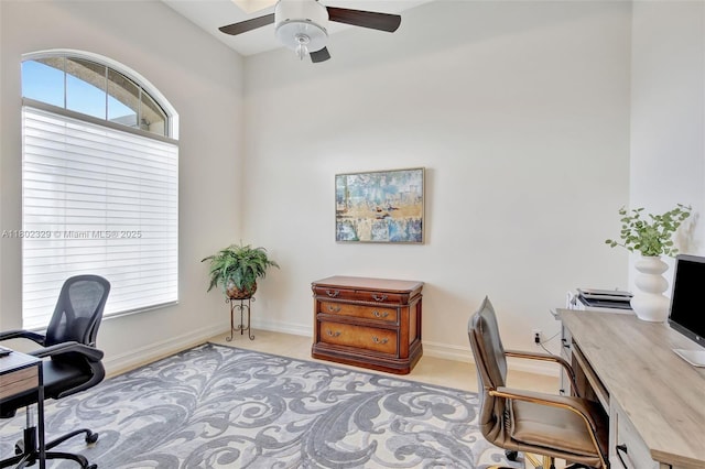 5474 S Sterling Ranch Cir, Davie, FL 33314 - office space featuring ceiling fan, tile patterned flooring, and baseboards