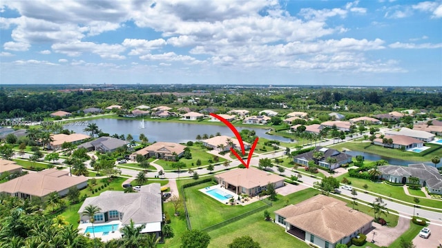 5474 S Sterling Ranch Cir, Davie, FL 33314 - aerial view of residential area with a large body of water and a pool