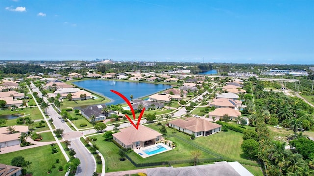 5474 S Sterling Ranch Cir, Davie, FL 33314 - aerial view of residential area featuring a large body of water and a pool
