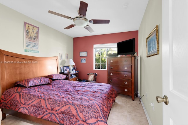 22041 SW 127th Ct, Miami, FL 33170 - bedroom featuring light tile patterned flooring, baseboards, and a ceiling fan