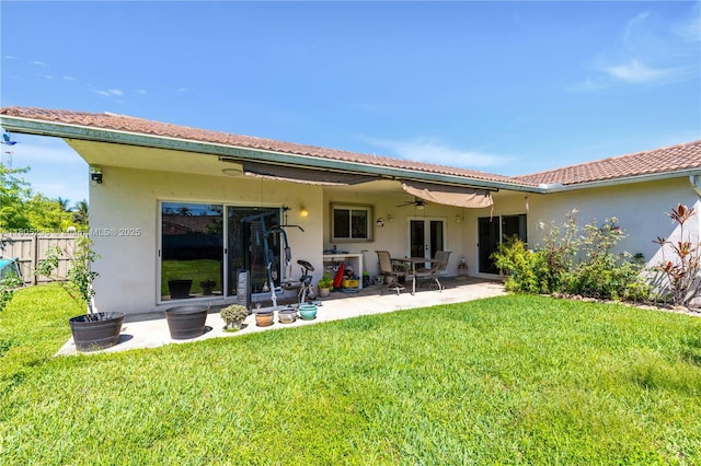 22041 SW 127th Ct, Miami, FL 33170 - rear view of property with a ceiling fan, a patio, and stucco siding