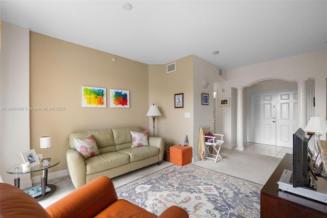 9021 SW 94th St Unit 306, Miami, FL 33176 - living area with decorative columns and carpet