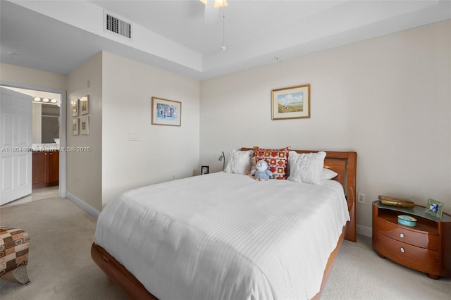 9021 SW 94th St Unit 306, Miami, FL 33176 - bedroom featuring light colored carpet, ensuite bathroom, and a ceiling fan