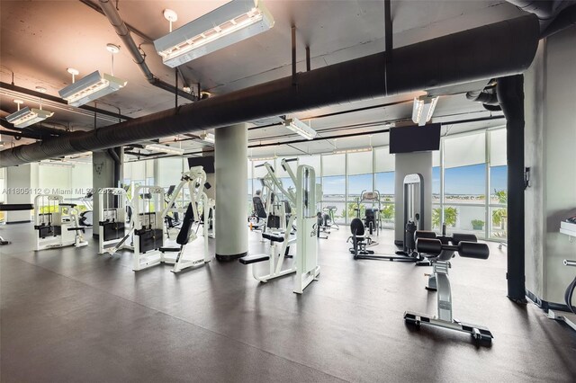 2101 Brickell Ave Unit 807, Miami, FL 33129 - workout area featuring floor to ceiling windows