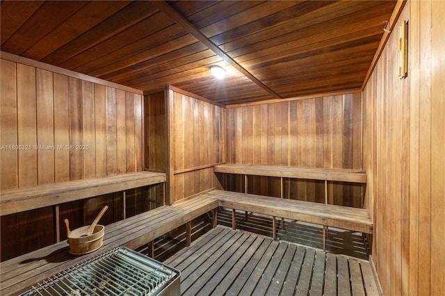 2655 Collins Ave Unit 411, Miami Beach, FL 33140 - relaxing sauna / steam room with wooden ceiling and wooden walls