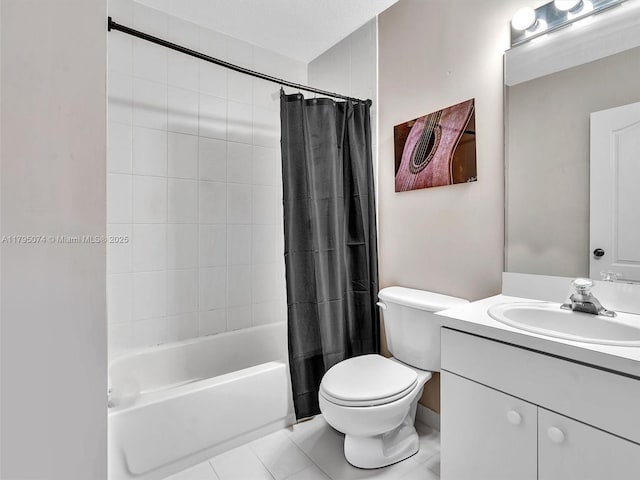 15066 SW 38th Ter, Miami, FL 33185 - full bathroom featuring shower / tub combo, vanity, tile patterned flooring, and toilet