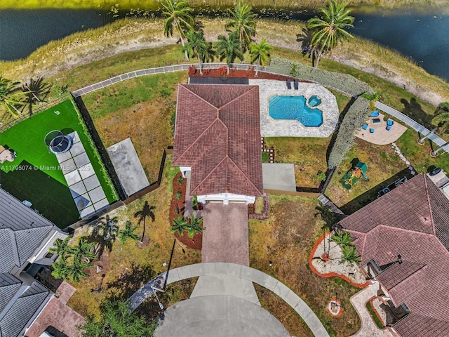 15066 SW 38th Ter, Miami, FL 33185 - bird's eye view of a pool and a nearby body of water