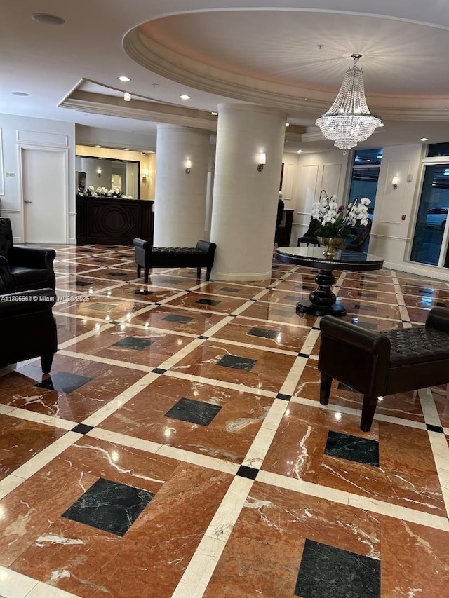 3232 SW 22nd Ter Unit 1303, Miami, FL 33145 - lobby with ornamental molding and recessed lighting