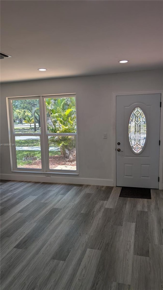 3601 N 72nd Ave, Hollywood, FL 33024 - foyer entrance featuring wood finished floors, recessed lighting, and baseboards