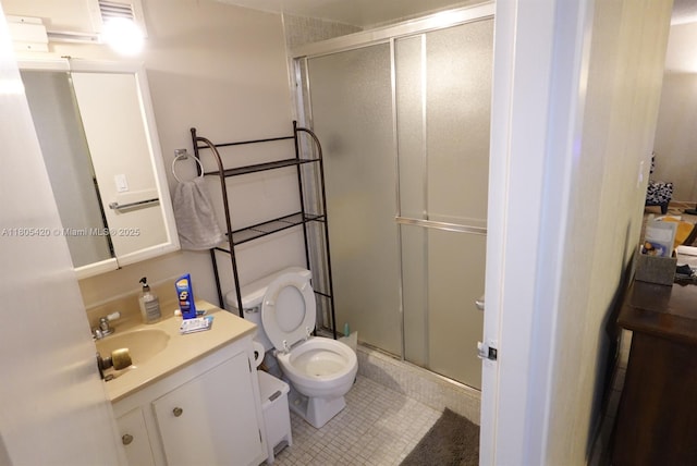 17011 N Bay Rd Unit 408, Sunny Isles Beach, FL 33160 - full bathroom featuring a shower stall, toilet, vanity, and tile patterned flooring