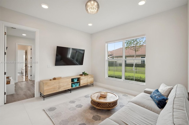 5630 N Sterling Ranch Dr, Davie, FL 33314 - tiled living area with recessed lighting and baseboards
