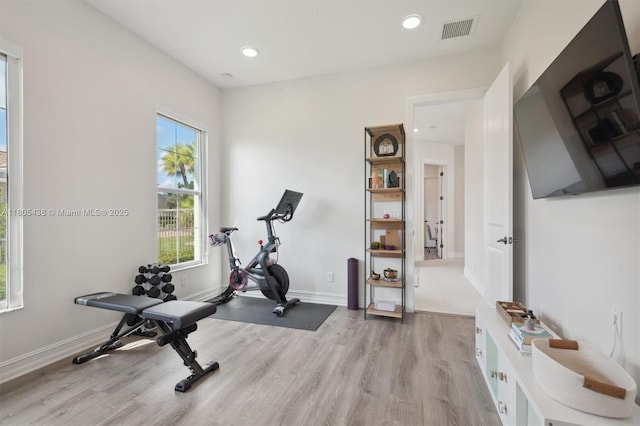5630 N Sterling Ranch Dr, Davie, FL 33314 - exercise room featuring wood finished floors, baseboards, and recessed lighting