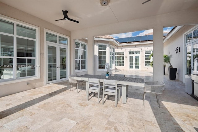 5630 N Sterling Ranch Dr, Davie, FL 33314 - view of patio / terrace featuring french doors, outdoor dining space, and ceiling fan