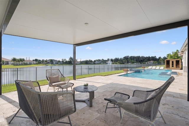 5630 N Sterling Ranch Dr, Davie, FL 33314 - view of patio / terrace featuring a water view and fence