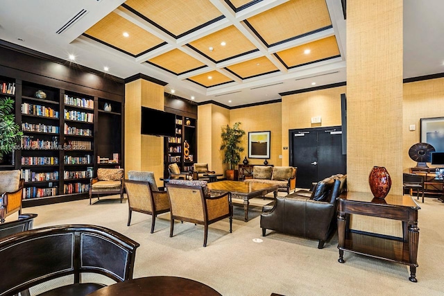 510 NW 84th Ave Unit 303, Plantation, FL 33324 - community lobby featuring coffered ceiling, crown molding, beam ceiling, and recessed lighting