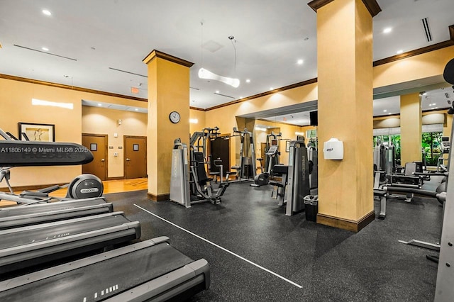 510 NW 84th Ave Unit 303, Plantation, FL 33324 - gym with crown molding and baseboards