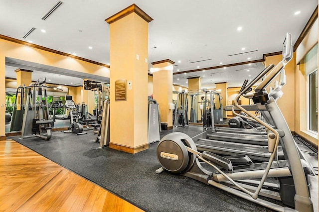 510 NW 84th Ave Unit 303, Plantation, FL 33324 - gym featuring crown molding and recessed lighting