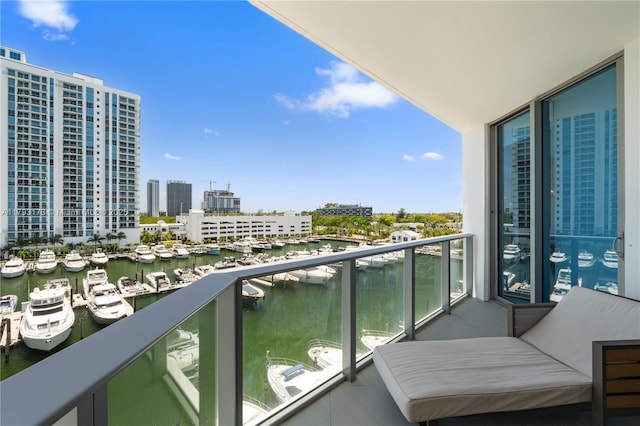17301 Biscayne Blvd Unit 603, North Miami Beach, FL 33160 - balcony featuring a water view, view of marina, and a view of city