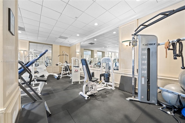 5700 Collins Ave Unit 7G, Miami Beach, FL 33140 - gym featuring a drop ceiling