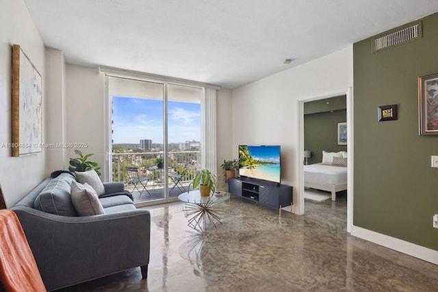 3180 SW 22nd St Unit 1102, Miami, FL 33145 - living area with expansive windows and baseboards