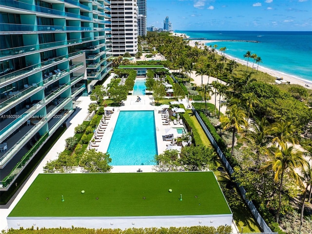 10203 Collins Ave Unit 302, Bal Harbour, FL 33154 - aerial view of a nearby body of water and a pool