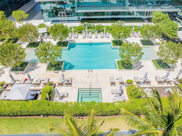 10203 Collins Ave Unit 302, Bal Harbour, FL 33154 - aerial view of a pool area