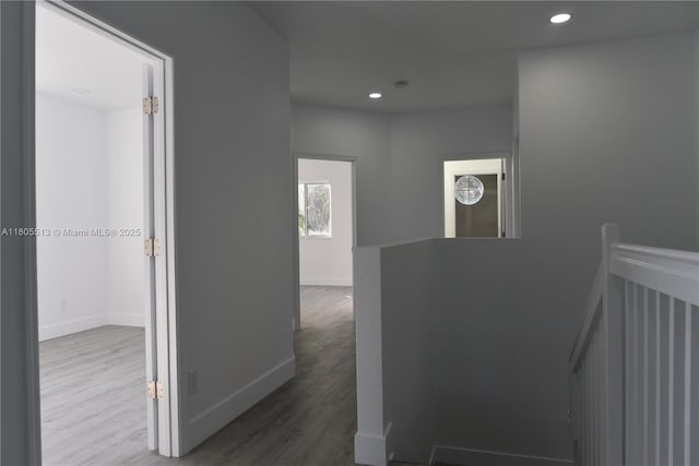 2925 SW 133rd Ave, Miramar, FL 33027 - hall with an upstairs landing, baseboards, recessed lighting, and wood finished floors