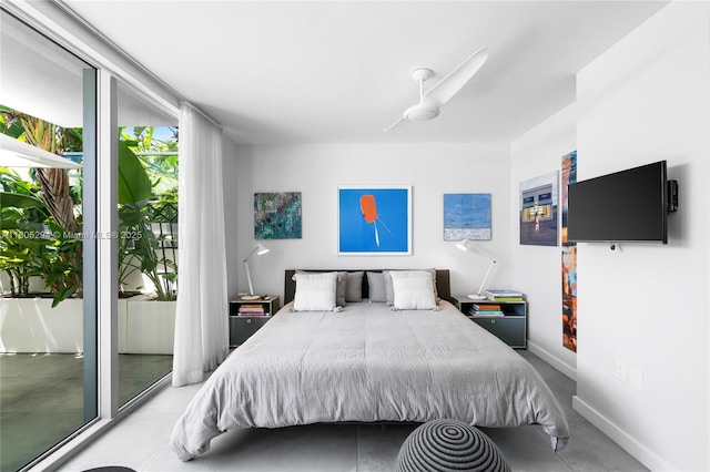 1201 20th St Unit 314, Miami Beach, FL 33139 - bedroom featuring access to outside, baseboards, and concrete floors