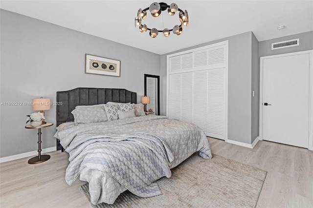 1150 Euclid Ave Unit 305, Miami Beach, FL 33139 - bedroom featuring a chandelier and wood finished floors