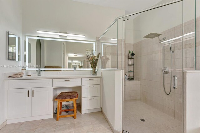 5957 NW 125th Ave, Coral Springs, FL 33076 - full bathroom with tile patterned flooring, a stall shower, and vanity