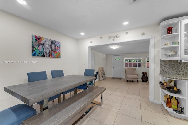 9875 SW 26th Ter, Miami, FL 33165 - dining room with light tile patterned flooring, recessed lighting, and baseboards
