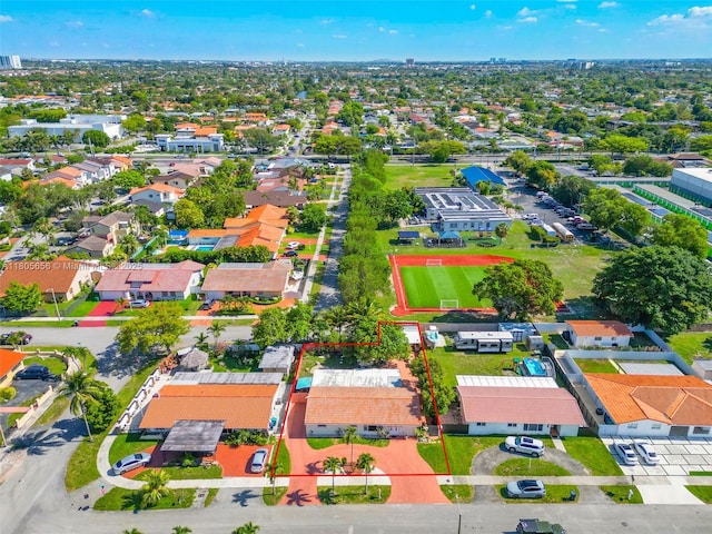 9875 SW 26th Ter, Miami, FL 33165 - aerial perspective of suburban area featuring property boundaries highlighted