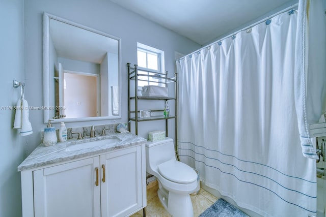 6755 NW 199th St, Hialeah, FL 33015 - full bathroom featuring toilet, vanity, tile patterned floors, and a shower with shower curtain