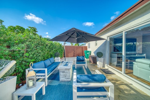 6755 NW 199th St, Hialeah, FL 33015 - view of patio / terrace featuring an outdoor living space with a fire pit and a wooden deck