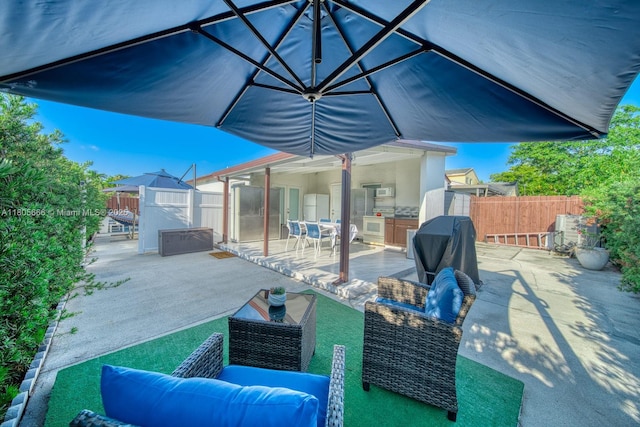 6755 NW 199th St, Hialeah, FL 33015 - fenced backyard with an outdoor living space and a patio