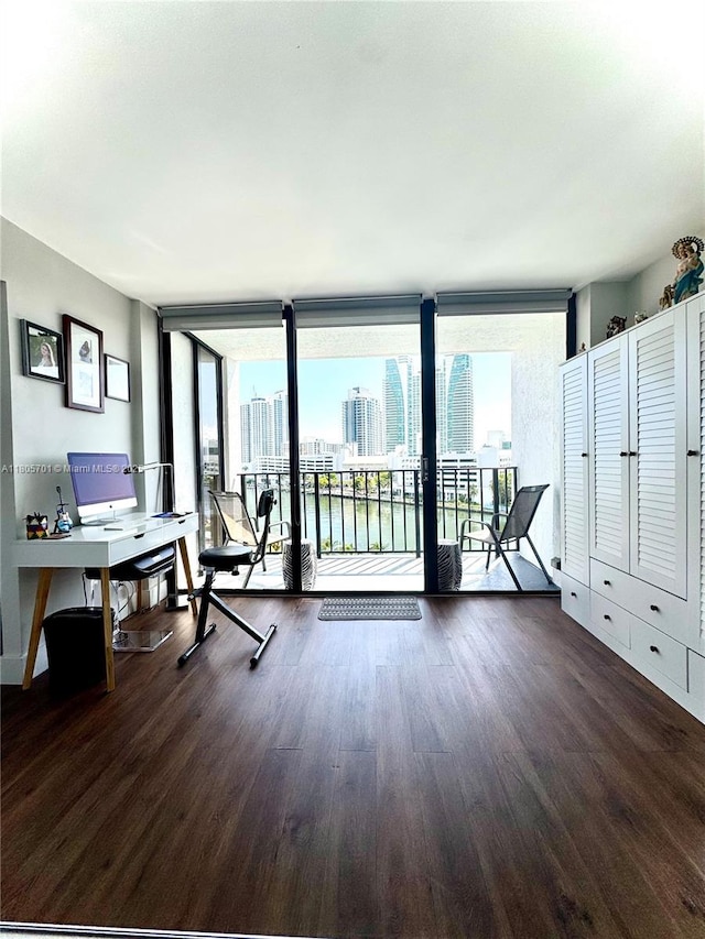 200 Leslie Dr Unit 817, Hallandale Beach, FL 33009 - exercise area with a wall of windows and wood finished floors