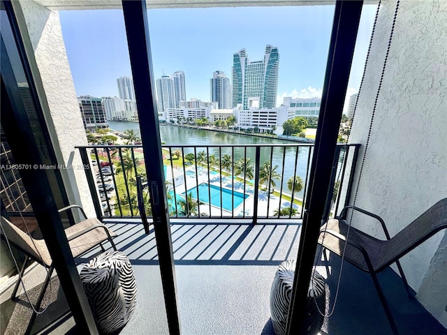 200 Leslie Dr Unit 817, Hallandale Beach, FL 33009 - balcony featuring a water view and a skyline view