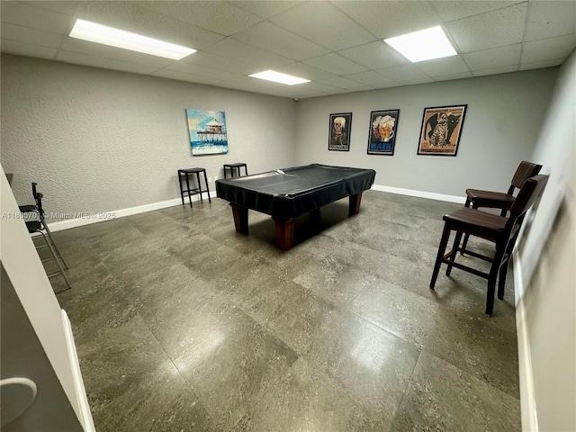 200 Leslie Dr Unit 817, Hallandale Beach, FL 33009 - rec room with a drop ceiling, baseboards, and billiards