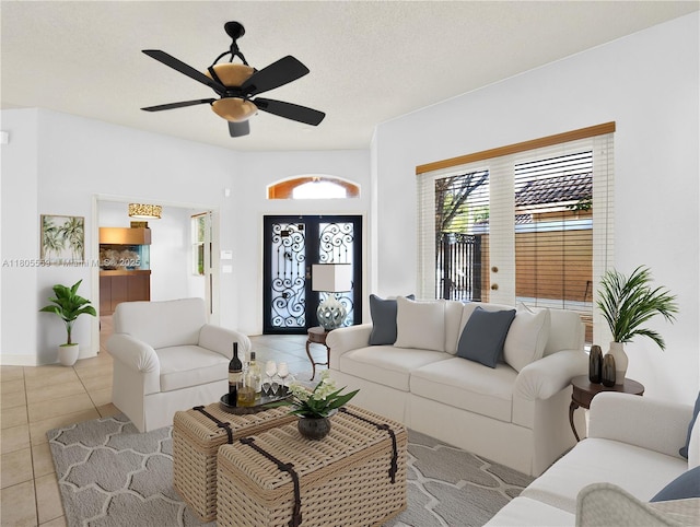 9029 SW 214th St, Cutler Bay, FL 33189 - living area featuring ceiling fan and tile patterned flooring