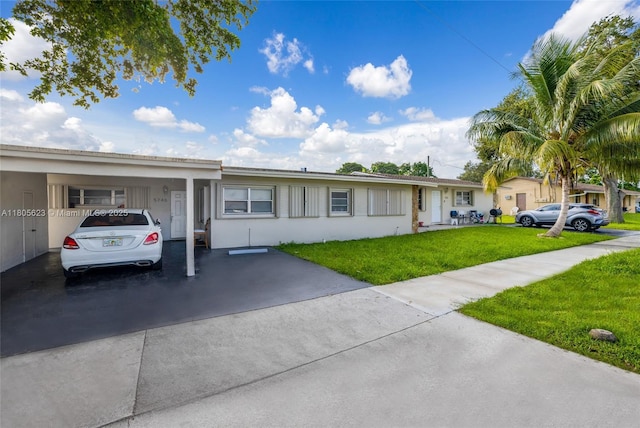 5746 Polk St, Hollywood, FL 33021 - view of front of property with a front yard and stucco siding