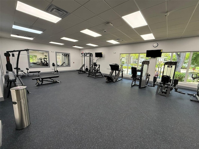 17021 N Bay Rd Unit 105, Sunny Isles Beach, FL 33160 - gym featuring a drop ceiling