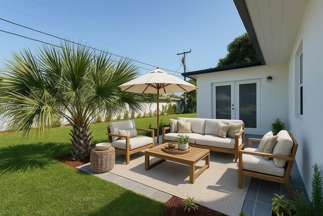 18740 NW 42nd Pl, Miami Gardens, FL 33055 - view of patio with an outdoor hangout area and french doors