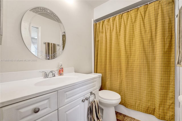 1561 NW 98th Ter, Pembroke Pines, FL 33024 - bathroom with toilet, vanity, tile patterned flooring, and a shower with shower curtain